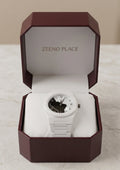 Minimalist White Arabic Dial Watch by Zeeno Place