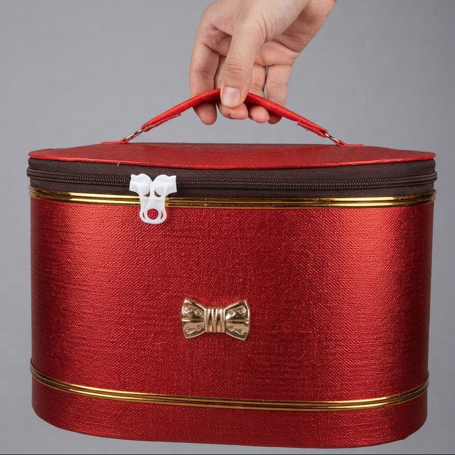 Zeeno Place Red Vanity Case Being Carried by Handle