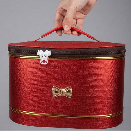 Zeeno Place Red Vanity Case Being Carried by Handle