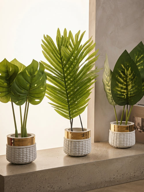 AextLuxury artificial plant collection with golden rim pots for home decor