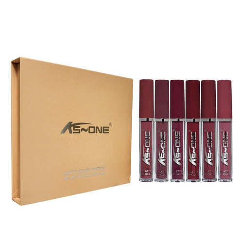 AS-ONE 6-piece liquid lip gloss tubes with luxury gift box packaging