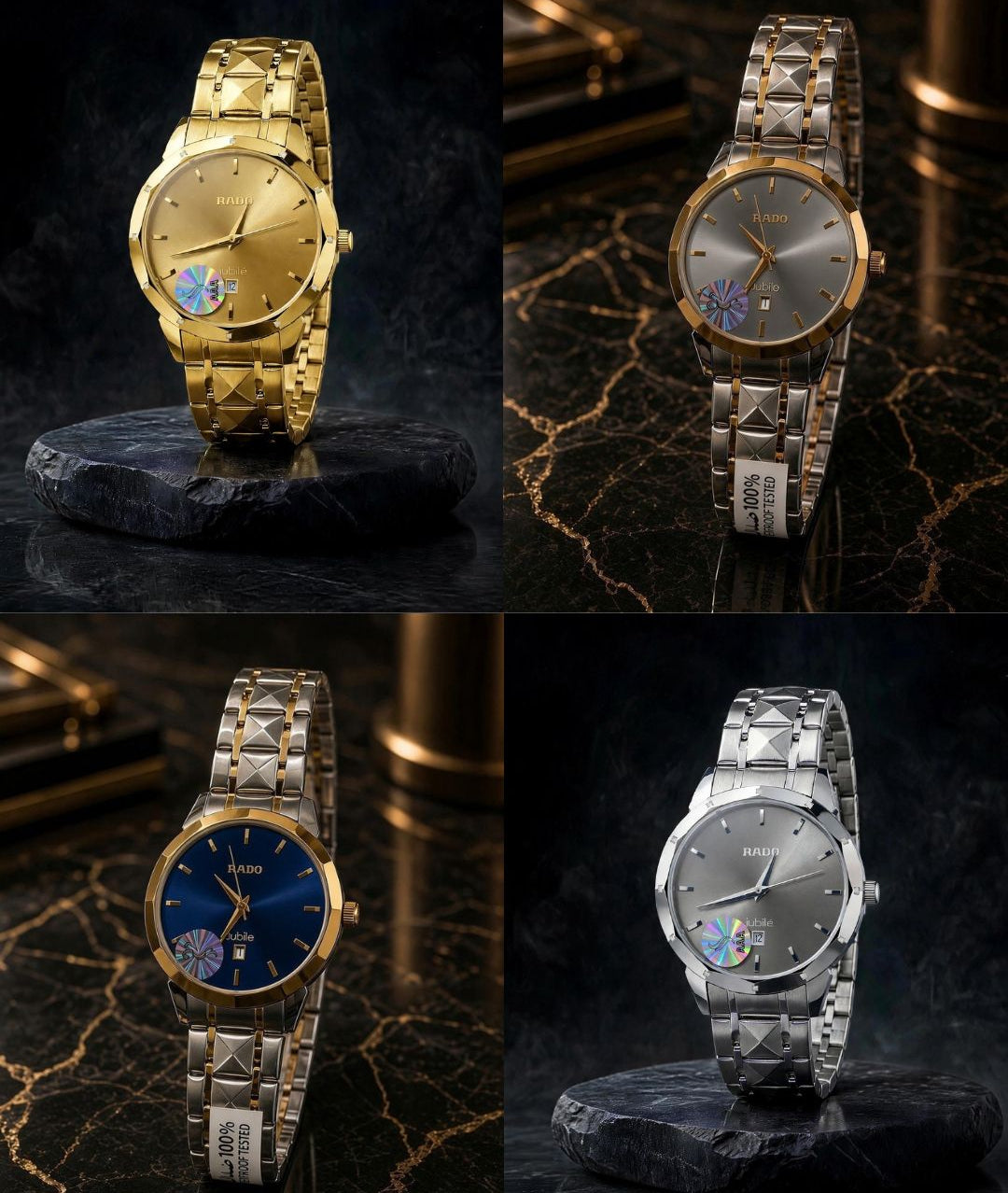 Zeeno Place Luxury Jubile Quartz Watch Collection in Gold, Two-Tone, Blue Dial, and Silver